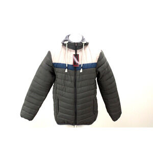 NWT Maximos Puffer Hooded Jacket Men's XL Gray Blue Zip Insulated Sherpa Lined